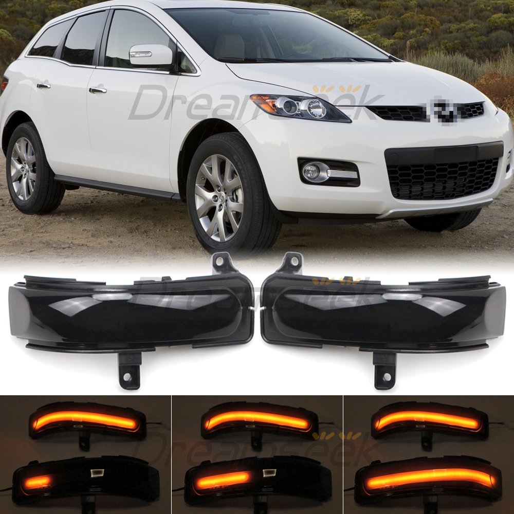 用於 Mazda5 2010-2013 CX-7 2007-2012 的煙霧透鏡 LED 反射器後視鏡燈與動態順序轉向信