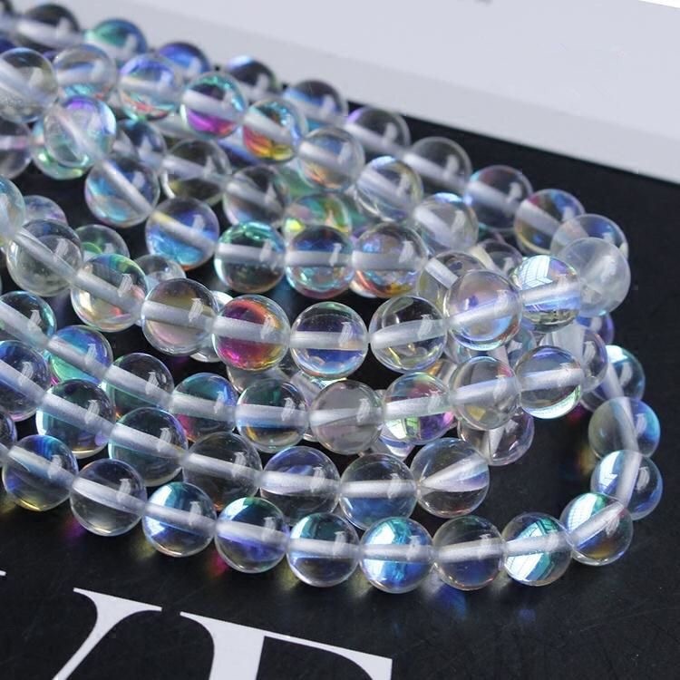 單顆入買十送一熱賣光面圓珠進口彩diy手鍊項鍊髮夾頭飾材料水晶玻璃幻彩珠子