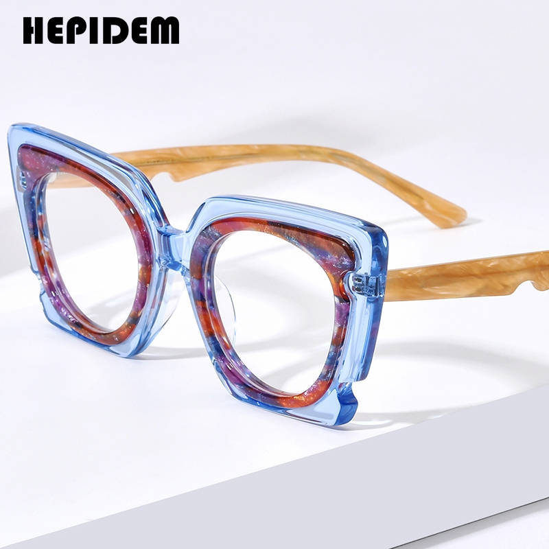 Hepidem 醋酸纖維眼鏡框女士 2024 新款時尚貓眼眼鏡眼鏡眼鏡 H9353
