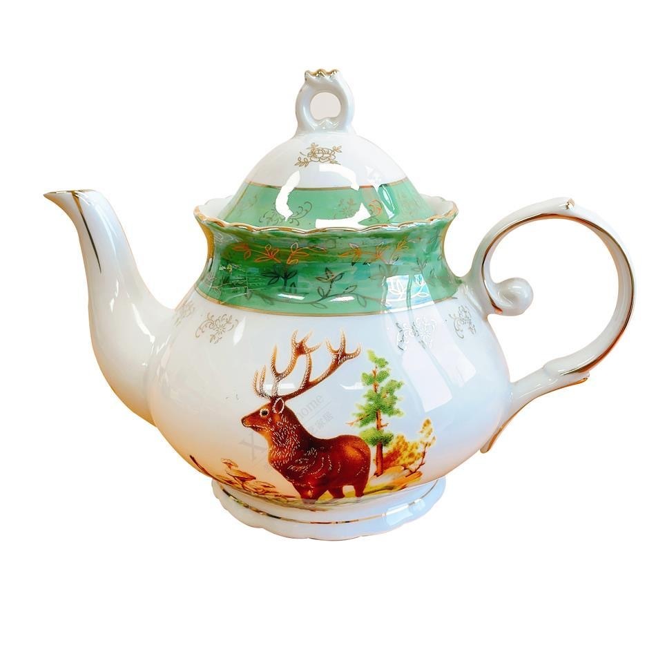 陶瓷茶具茶壺陶瓷咖啡壺英式紅茶壺家用耐熱花鍵茶壺單壺冷
