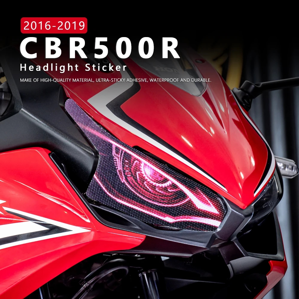適用於本田 CBR500R 2016-2023 3D前整流罩大燈貼紙 車頭燈保護裝飾貼花 防水大燈貼