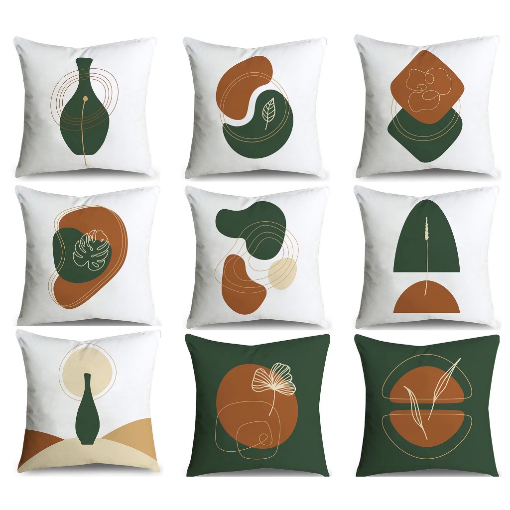 綠棕色莫蘭迪靠墊枕套 40x40.45x45.50x50.60x60。方形沙發枕套。抽象裝飾床上用品抱枕套。