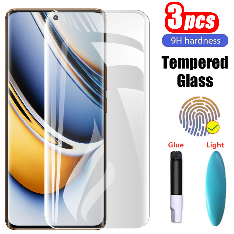 3 片 UV 鋼化玻璃適用於 Realme 12 11 10 Narzo 60 GT5 Pro Pro+ 12Pro P