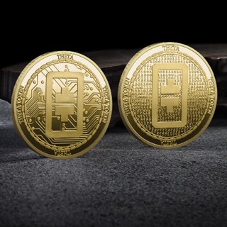 Theta Coin Theta Token Coin 鍍金、鍍銀 Theta Coin 帶塑料盒物理金屬加密紀念幣