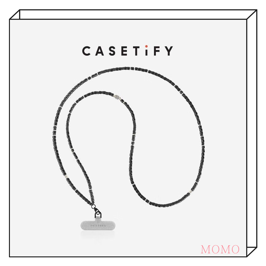 CASETIFY黑瑪瑙鏈條斜跨背帶式掛繩 手機鏈條 便攜 iPhone全系列適用手機鏈 識別證掛繩 相機掛飾