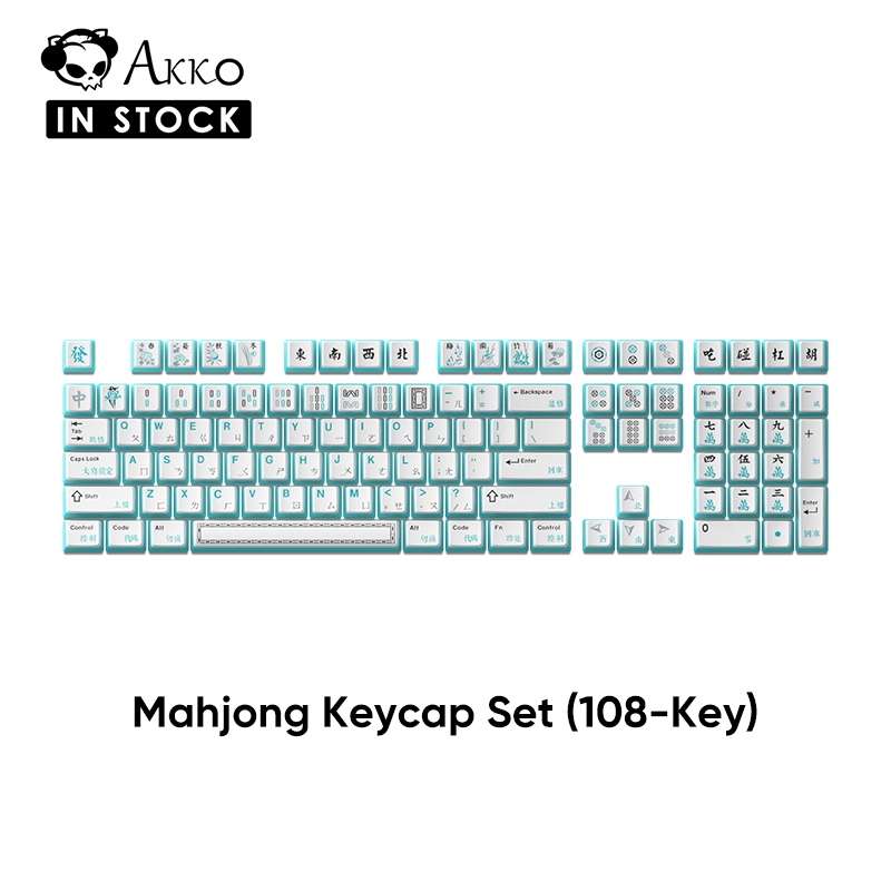 Akko 麻將 108 鍵 PBT Dye-sub 鍵帽套裝,適用於機械鍵盤