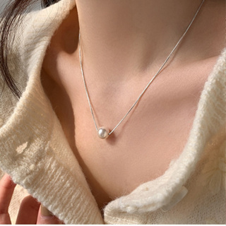 【AnnaHouse】優雅 S925 珍珠項鍊女士時尚白色珍珠鍊女士項鍊首飾 035