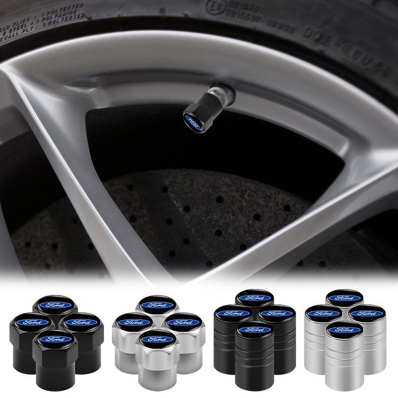 4 件裝 3D 徽章汽車輪胎蓋金屬六角形/圓柱形汽車車輪閥蓋適用於福特 Fiesta EcoSport ESCORT R