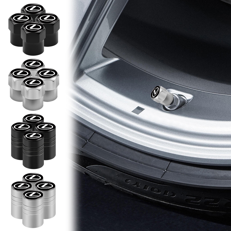 4 件裝合金汽車輪胎氣帽旋入式六角/圓柱形汽車車輪氣門芯蓋適用於雷克薩斯 ES300 RX330 RX300 GS300