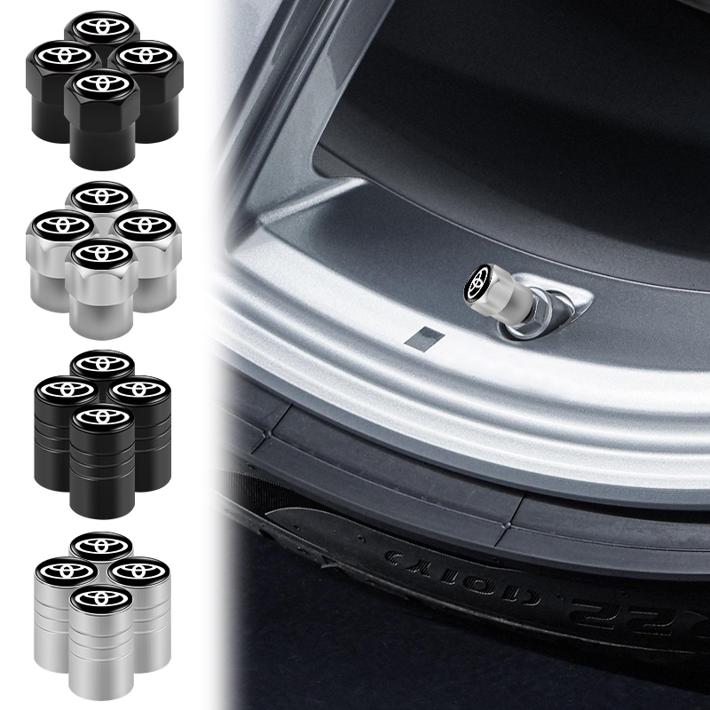 4 件裝鋁合金汽車輪胎防塵蓋 3D 標誌汽車氣門嘴蓋適用於豐田卡羅拉 yaris rav4 avensis auris
