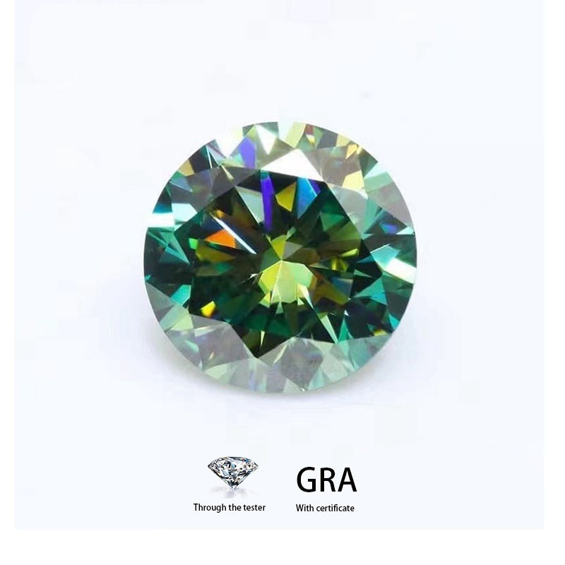 【附贈GRA證書】3-5克拉墨綠色真圓莫桑鑽裸石