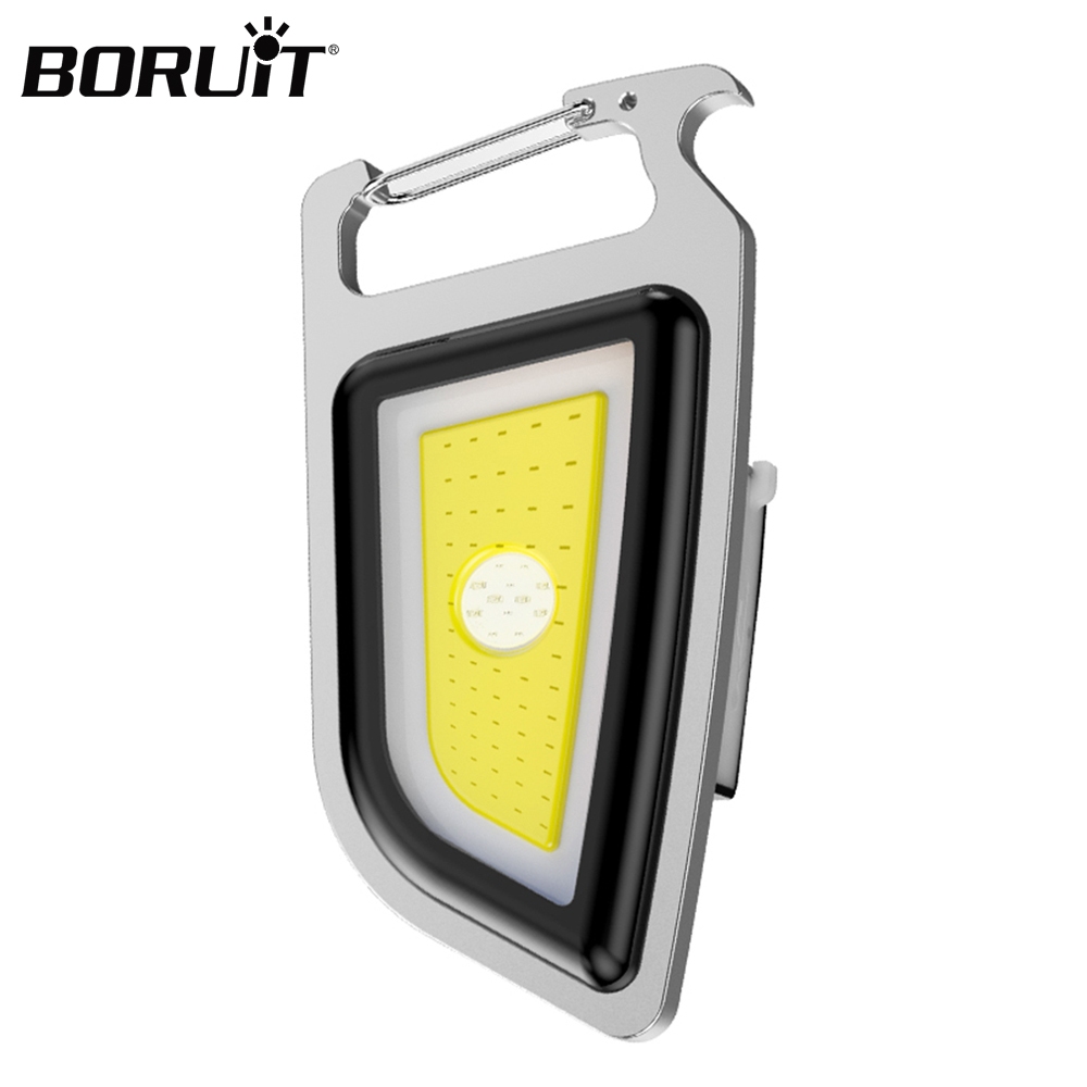 Boruit 多功能COB LED泛光燈鑰匙扣手電筒Type-c可充電磁性工作燈便攜野營燈