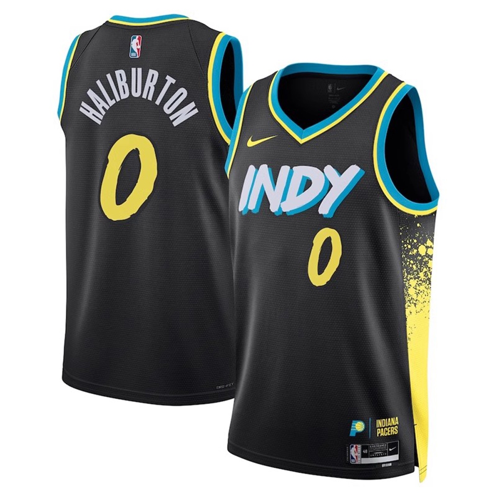 2023-24 賽季 NBA 印第安納步行者隊籃球兒童球衣輪胎 Haliburton 兒童運動衫