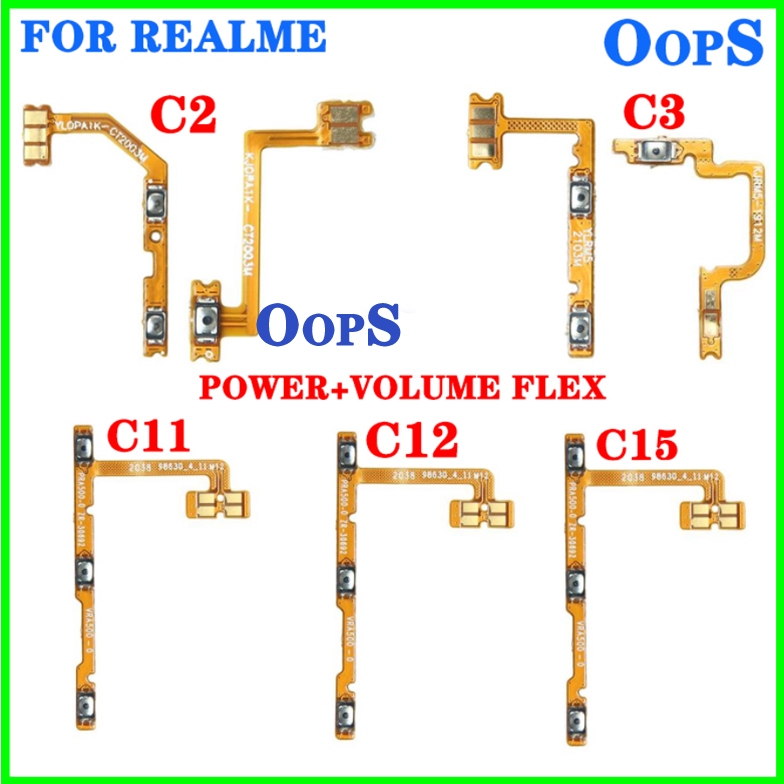 適用於 OPPO Realme C2 C3 C11 C12 C15 C17 音量按鈕電源開/關鍵開關柔性帶狀電纜更換部件
