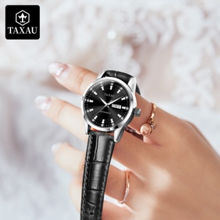 Taxau 豪華時尚商務手錶女士防水原裝夜光日期舒適皮革錶帶品牌時尚石英腕錶女士手錶