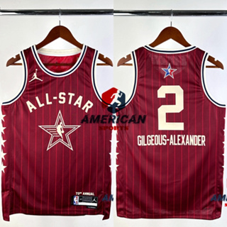 男式熱壓 NBA 俄克拉荷馬城雷霆隊 2023-24 全明星 Shai Gilgeous Alexander 紅色籃球球