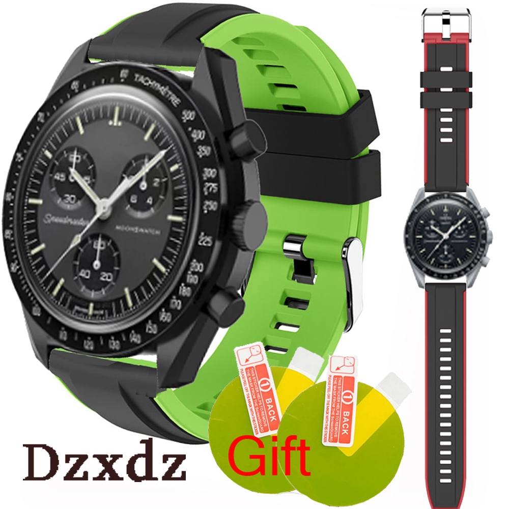 用於 Omega x Swatch 智能手錶帶的運動矽膠錶帶軟腕帶快速釋放配件
