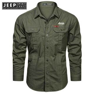 JEEP SPIRIT 1941 ESTD 男士服裝亞麻襯衫 2022 男士時尚格子襯衫男士襯衫長袖男士襯衫男裝男裝