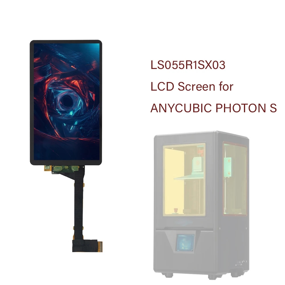 適用於 ANYCUBIC Photon S 三維打印機 2K LCD 屏幕帶玻璃 5.5 英寸 LS055R1SX03