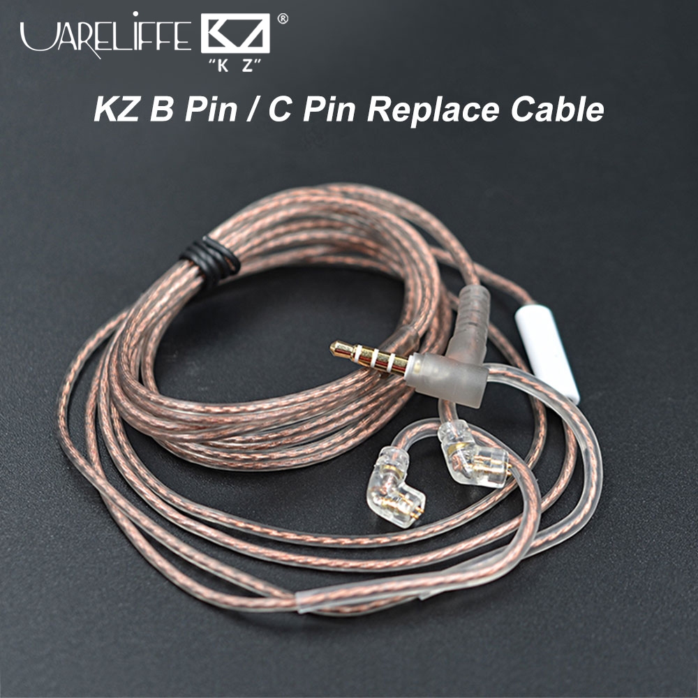 Uareliffe KZ 耳機替換線 2 針 0.75mm OFC 扁線耳塞音頻線升級線 B 針/C 針適用於 KZ E