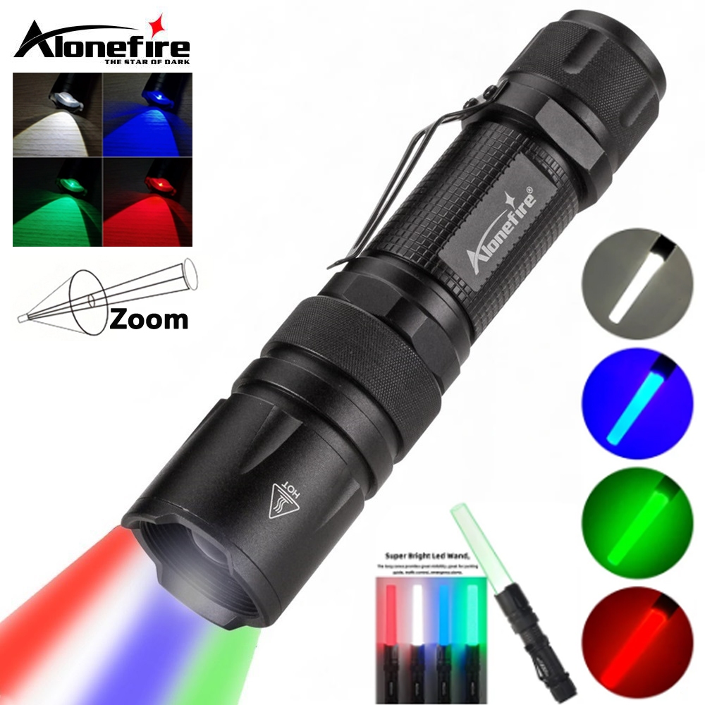 AloneFire X33 WRGB 彩色變焦 人像攝影補光燈四光源變焦聚光遠射手電筒