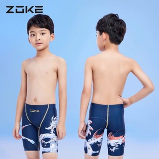 ZOKE 男童泳裤 競賽訓練游泳褲 童裝男孩 青少年男孩專業泳褲速乾透氣萊卡沙灘泳褲