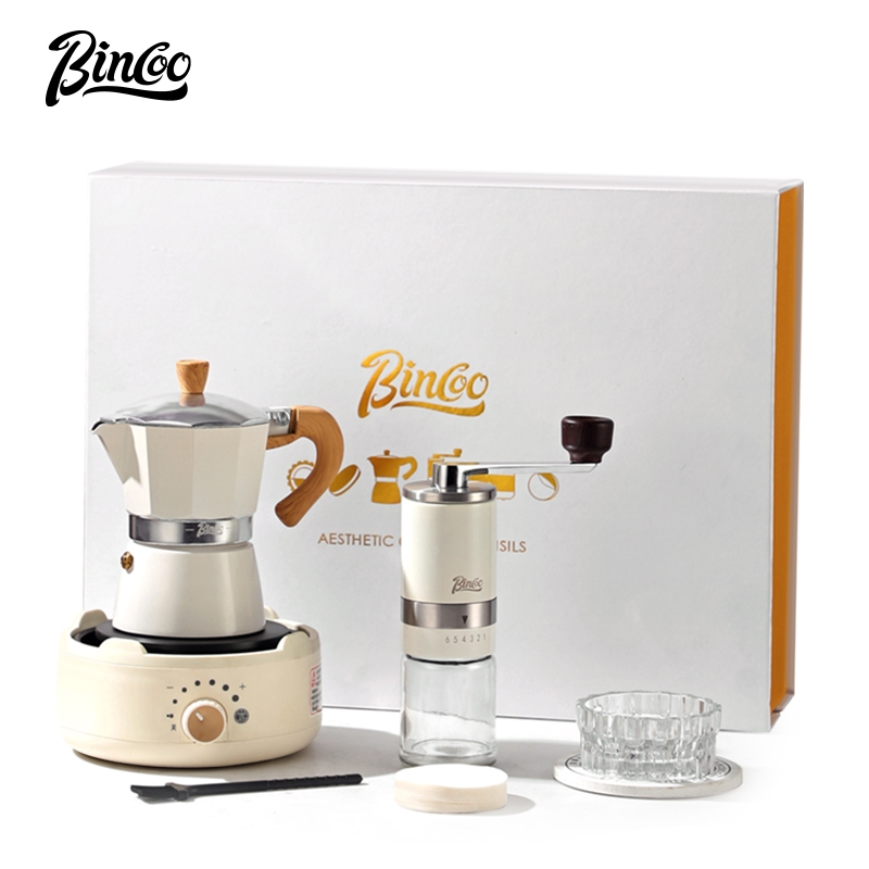 Bincoo摩卡壺套裝盒咖啡壺家用電爐套裝意大利濃縮萃取咖啡壺