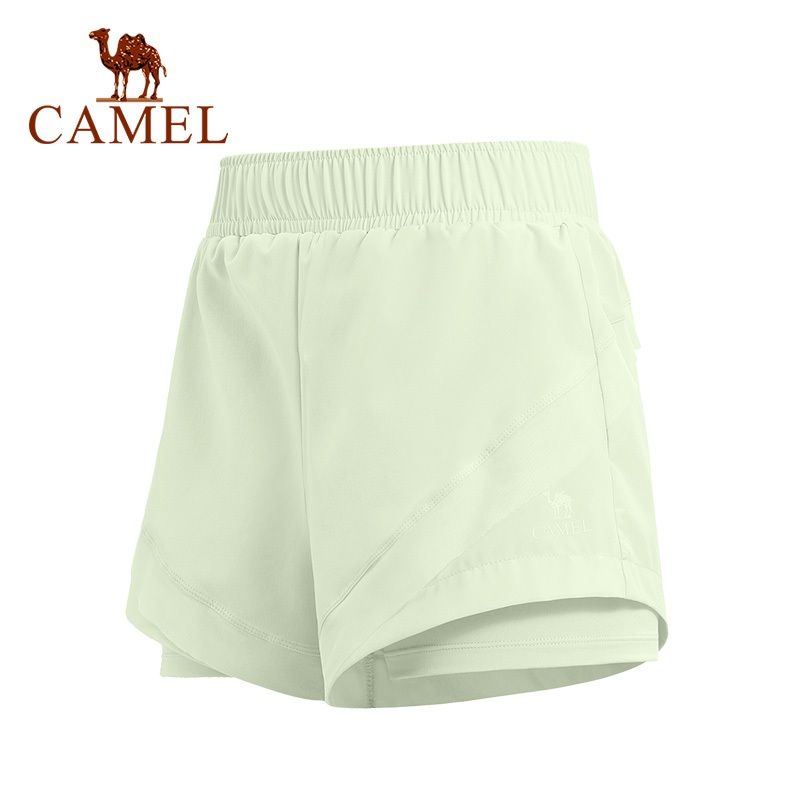 Camel 瑜伽褲女假兩件速乾健身褲透氣
