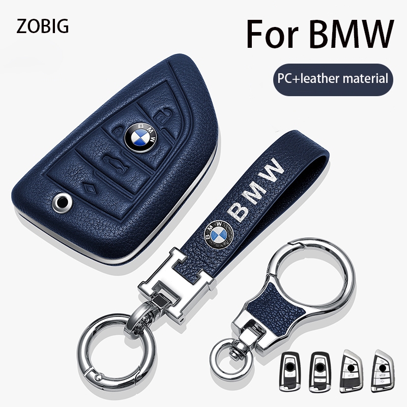 Zobig PC+皮革鑰匙扣蓋適用於 BMW 汽車鑰匙殼外殼適用於 Fit 2024 BMW 1 2 4 5 6 7 S