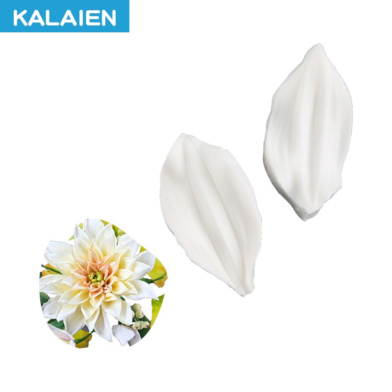 KALAIEN 2 件大麗花軟糖花模具花瓣矽膠模具套裝軟糖蛋糕裝飾可食用適用軟糖蛋糕矽膠紋模具