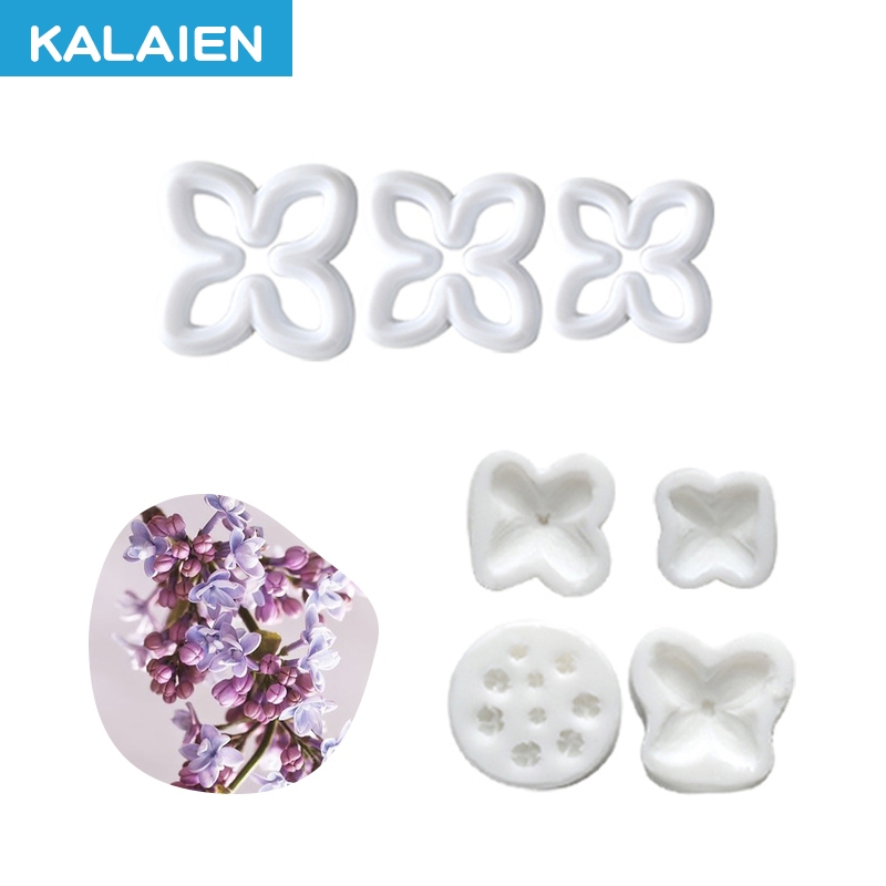 KALAIEN 7 件丁香軟糖花模具花瓣矽膠模具套裝創意蛋糕裝飾可食用適合主題蛋糕