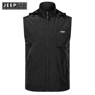 JEEP SPIRIT 1941 ESTD 無袖防水騎行夾克男士山地車背心自行車服裝公路自行車賽車服摩托車外套