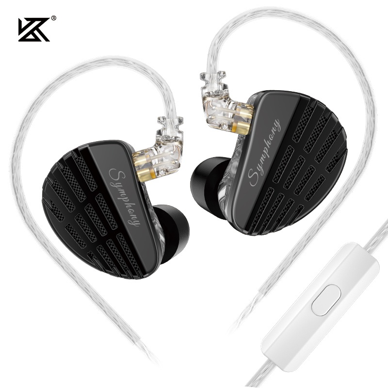 Kz Symphony 入耳式耳機 13.2 毫米平面單元 + 6 毫米動態混合單元,用於運動和遊戲 3d 打印主動降噪