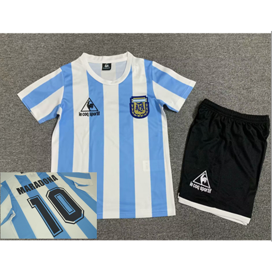 兒童套件 1986 年阿根廷主場復古足球球衣足球