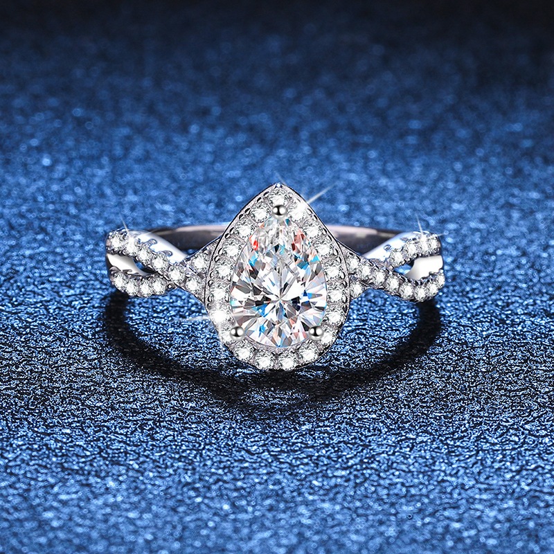 人工鑽石 莫桑石（6.5mm）戒指 女 925銀 D色1克拉 莫桑石 可過測鑽筆 帶鑑定證書 百搭優雅套戒 指環