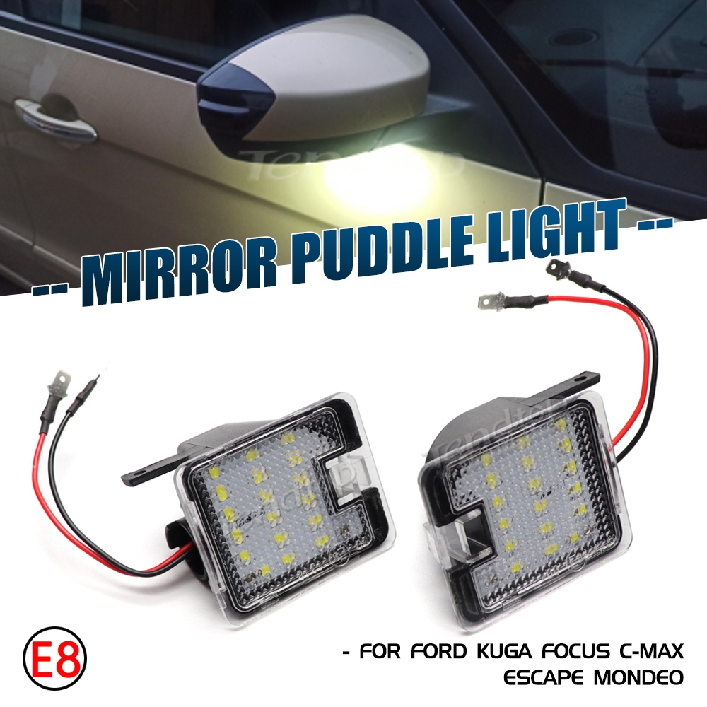 2 件裝水坑燈 LED 後視鏡燈適用於福特 C-Max Focus Kuga MK2 蒙迪歐