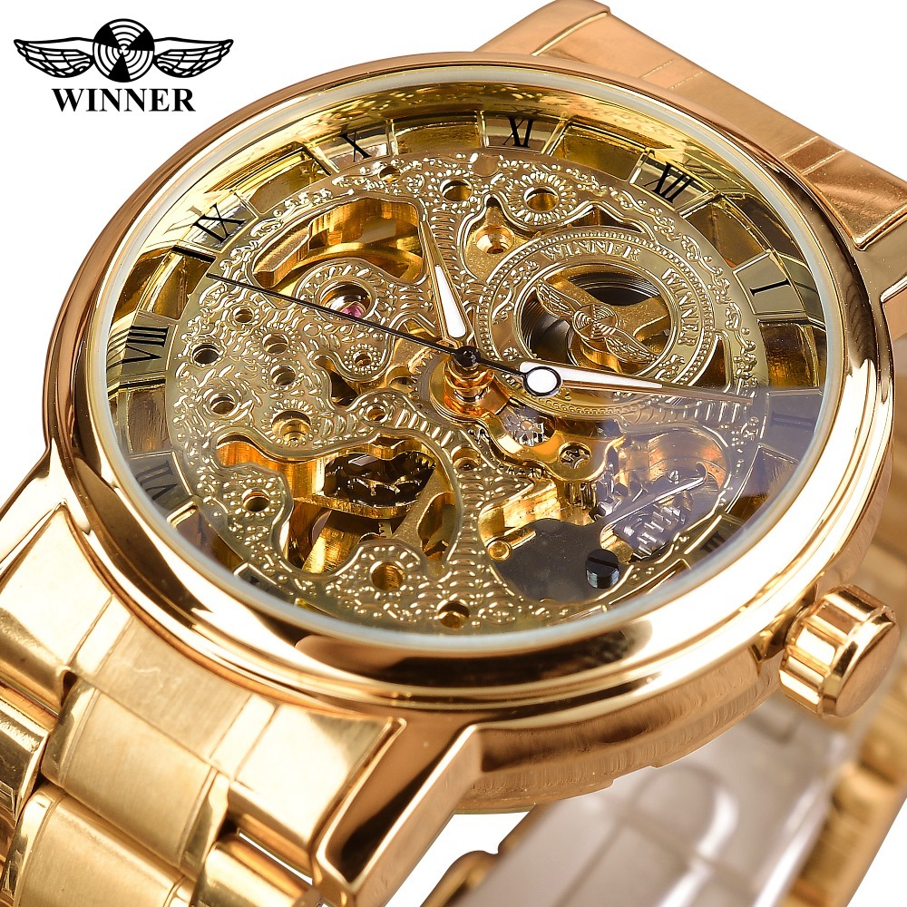 T-winner手錶皇家雕刻優質不銹鋼男士機械自動手錶頂級品牌豪華男鐘機械。 男士
