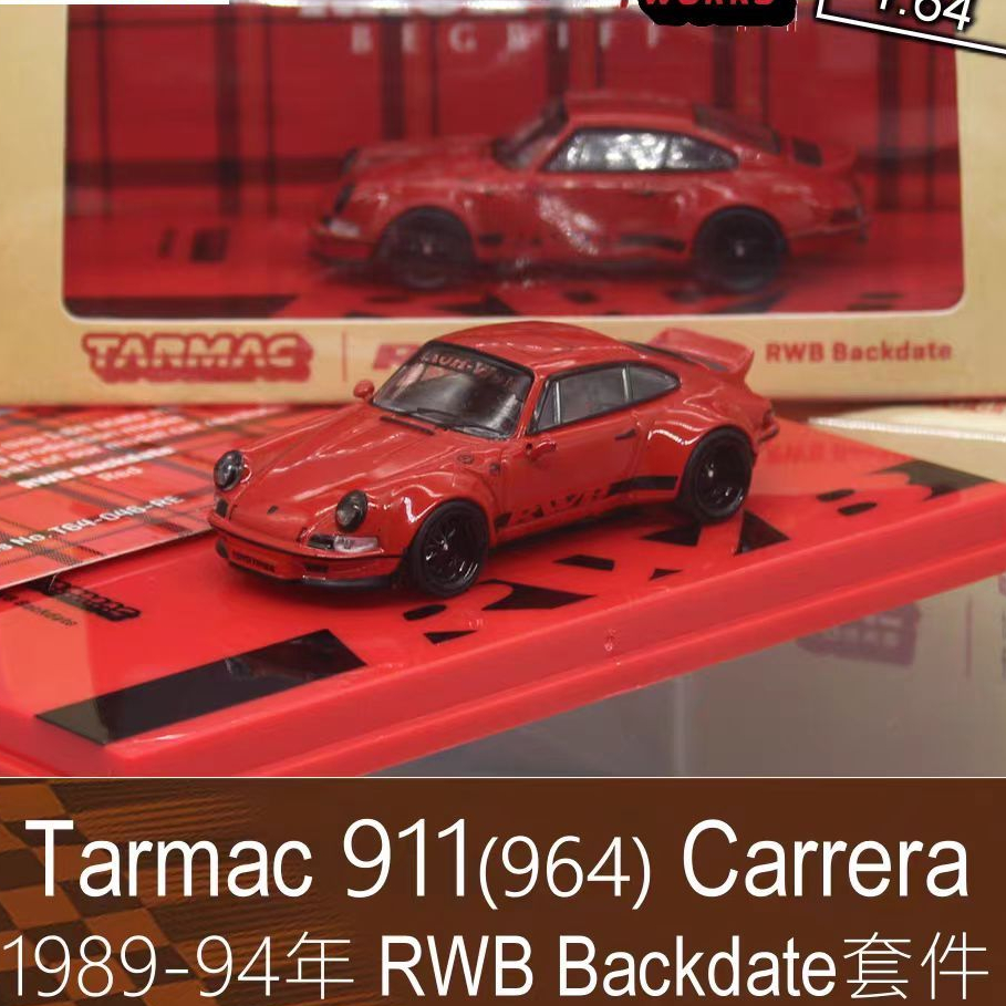 Tarmac 1:64房車跑車模型964紅色RWB改裝Backdate適用於保時捷911