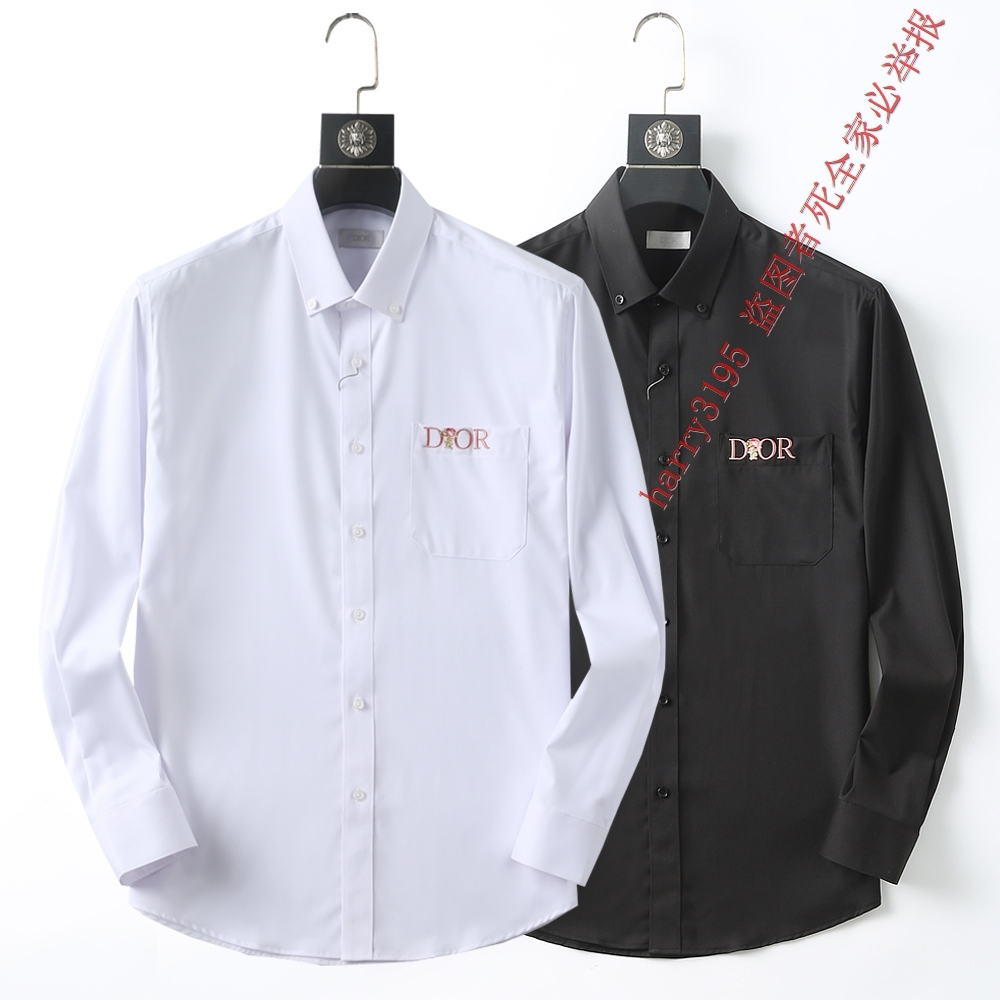 New_dior 男士棉質長袖商務辦公襯衫上衣尺寸 S-XXXL JD010