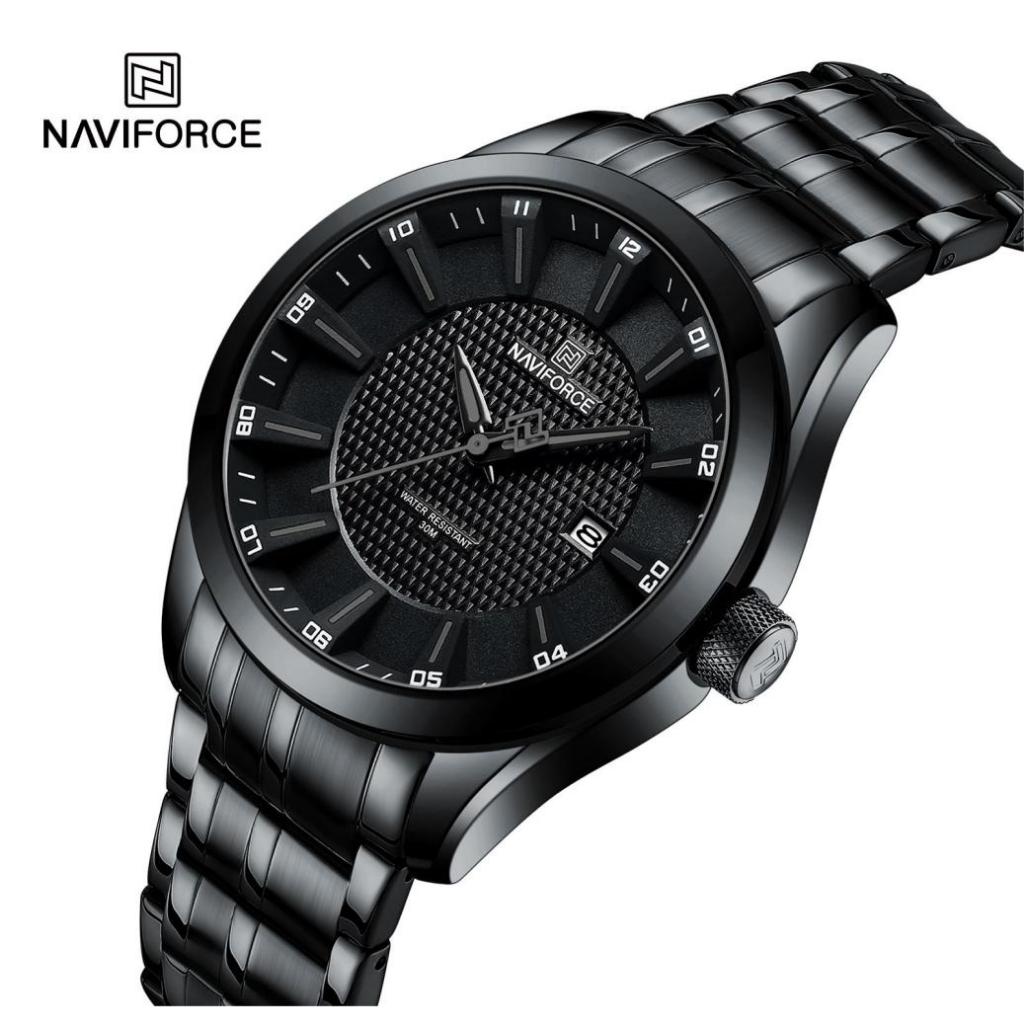 Naviforce 男士防水石英商務休閒腕帶不銹鋼錶帶日期時鐘