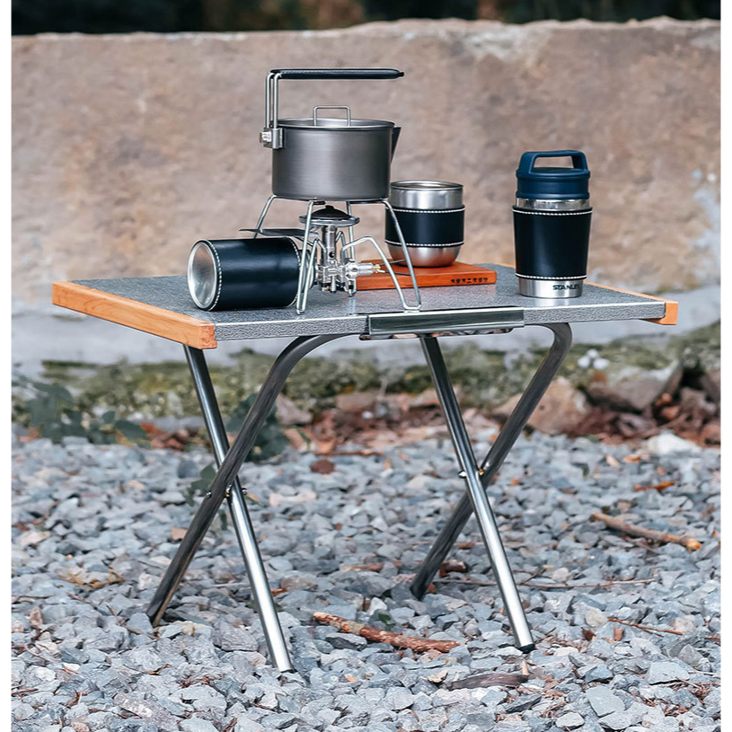 戶外便攜收納泡茶野餐 燒烤桌 露營 料理桌 便攜不鏽鋼 摺疊桌