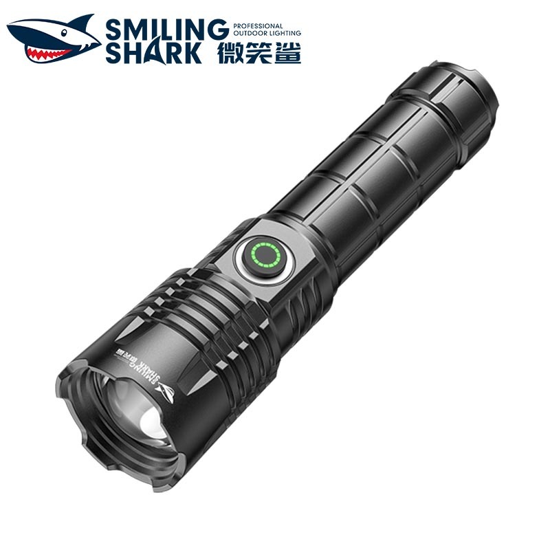 微笑鯊正品 SD7163 led手電筒強光 6000lm千米遠射 18650Type-C 4檔調焦 輕巧便攜防水戶外露營
