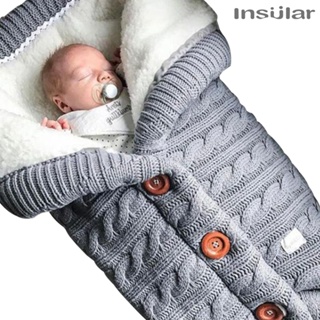 insular秋冬嬰兒推車睡袋戶外寶寶針織睡袋毛線刷毛加厚抱被