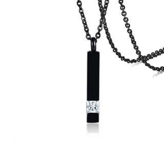 W&Y 可打開鈦鋼男士香水瓶項鍊 個性氣質幾何型紀念長條項鍊 韓國簡約單鑽不鏽鋼吊墜 骨灰 毛髮