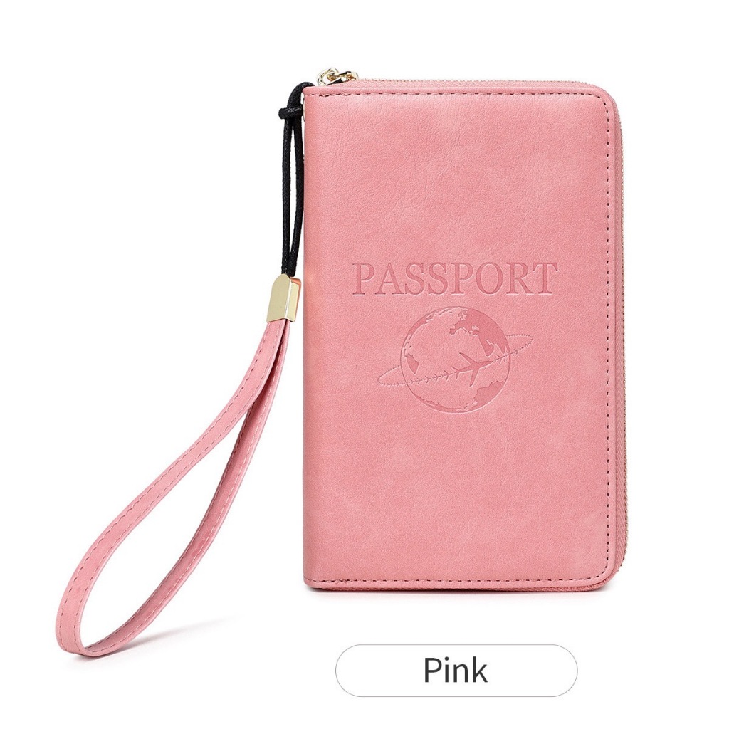 新款RFID拉鍊大容量護照包皮革簡約時尚時間旅行證件機票收納包 旅行配件 護照夾護照套