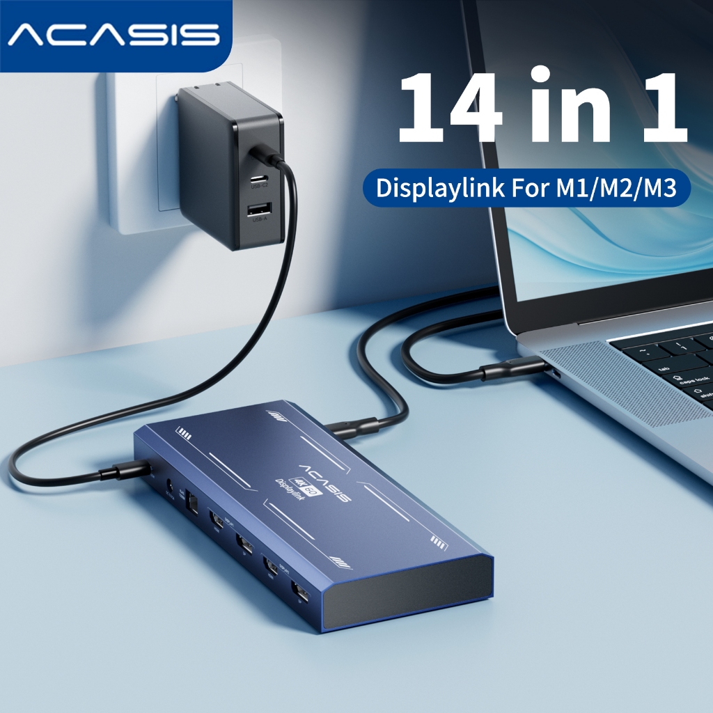 Acasis 雙 4K HDMI Displaylink 筆記本電腦 13 合 1 USB-C 集線器,適用於 M1、M