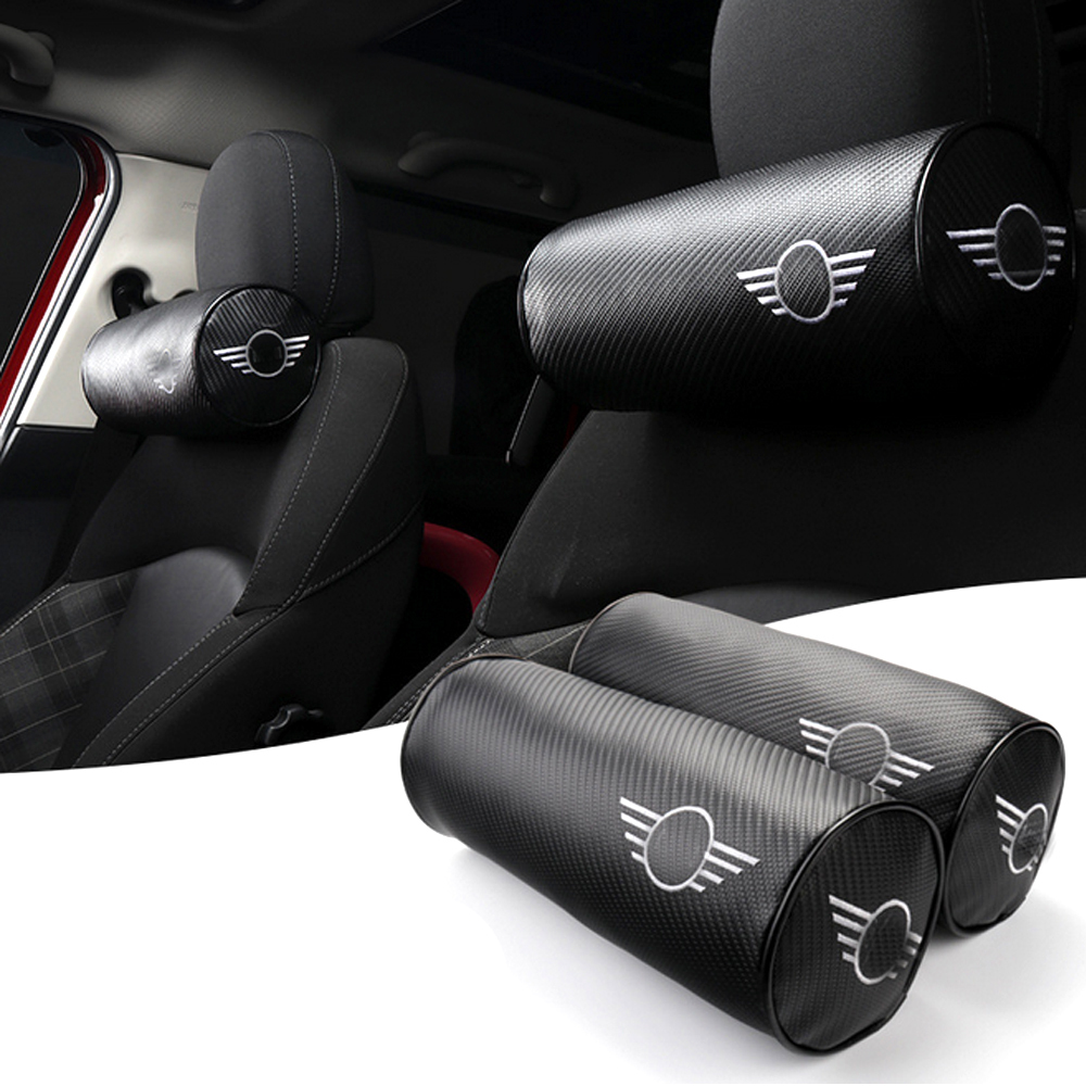 2件碳纖維外觀汽車座椅頸枕頭枕靠墊適用於所有MINI Cooper S