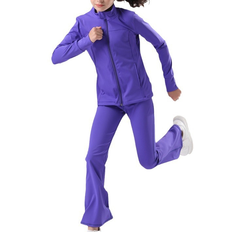 兒童運動套裝女孩青少年夾克和褲子瑜伽運動跑步騎行網球羽毛球運動套裝
