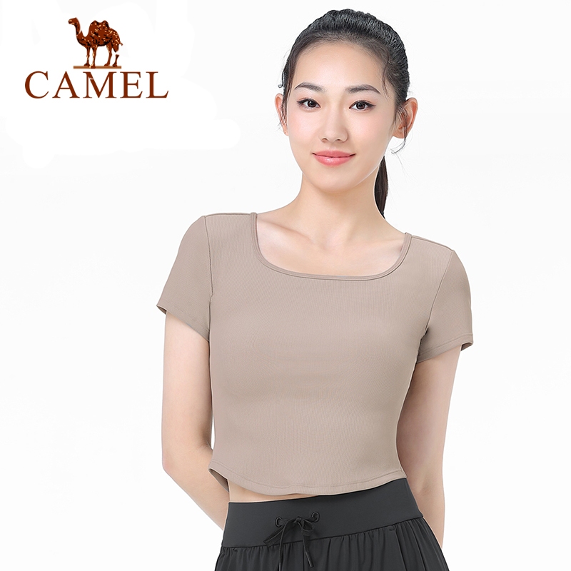 Camel瑜伽服女短袖透氣速乾運動跑步t恤