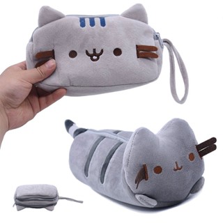 23cm 可愛卡通 Pusheen The Cat 毛絨筆盒軟毛絨動物筆袋公仔玩具軟填充兒童生日聖誕禮物